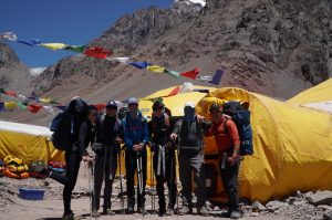 A team leaves Aconcagua base camp