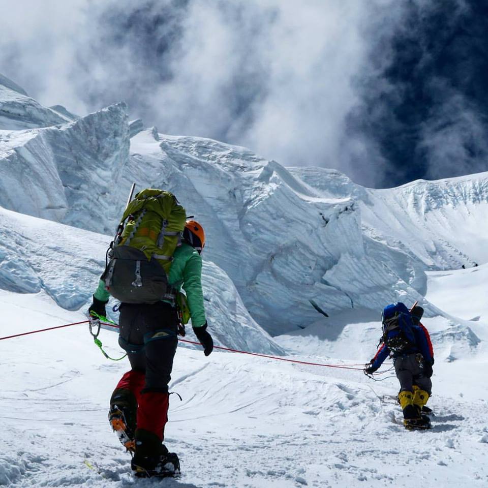 Climbers moving up to the North Col during Alpenglow Expeditions North Side of Everest Rapid Ascent in 2016