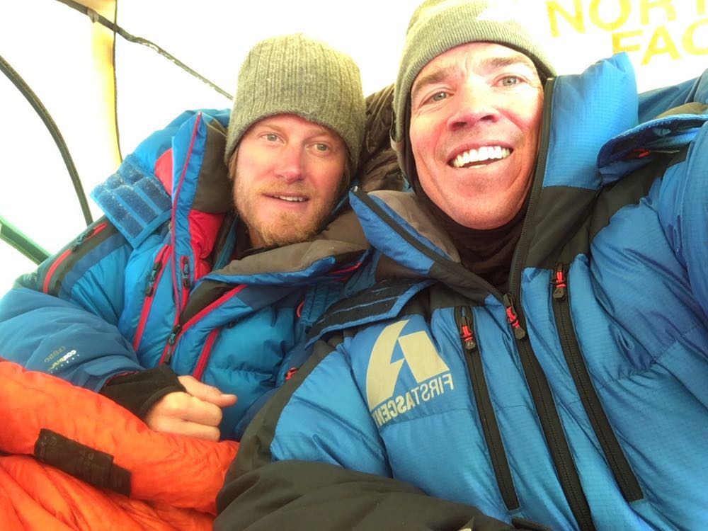Adrian Ballinger and Cory Richards high on Mt Everest in 2016 during #EverestNoFilter