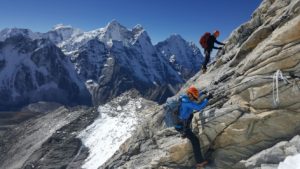 traversing the ropes, Ama Dablam