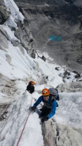 Moving up through the grey tower on Ama Dablam during our 2017 expedition. 