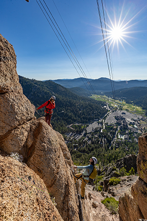 Approaching the top of the Tahoe Via Ferrata