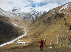 Hiking from base camp on the north side of Mt Everest during the 2019 Lightning Ascent