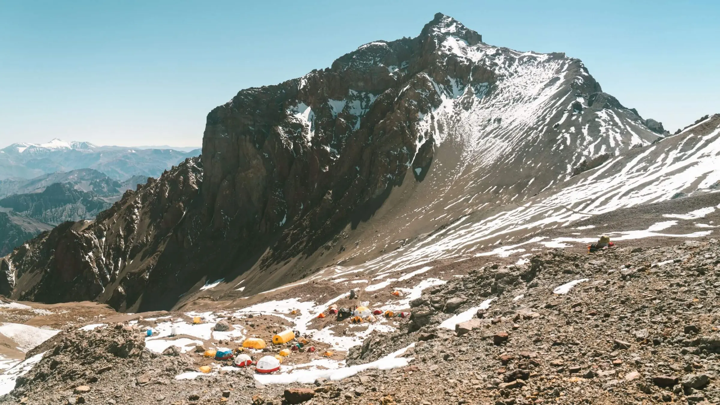 A camp at the base of Aconcagua