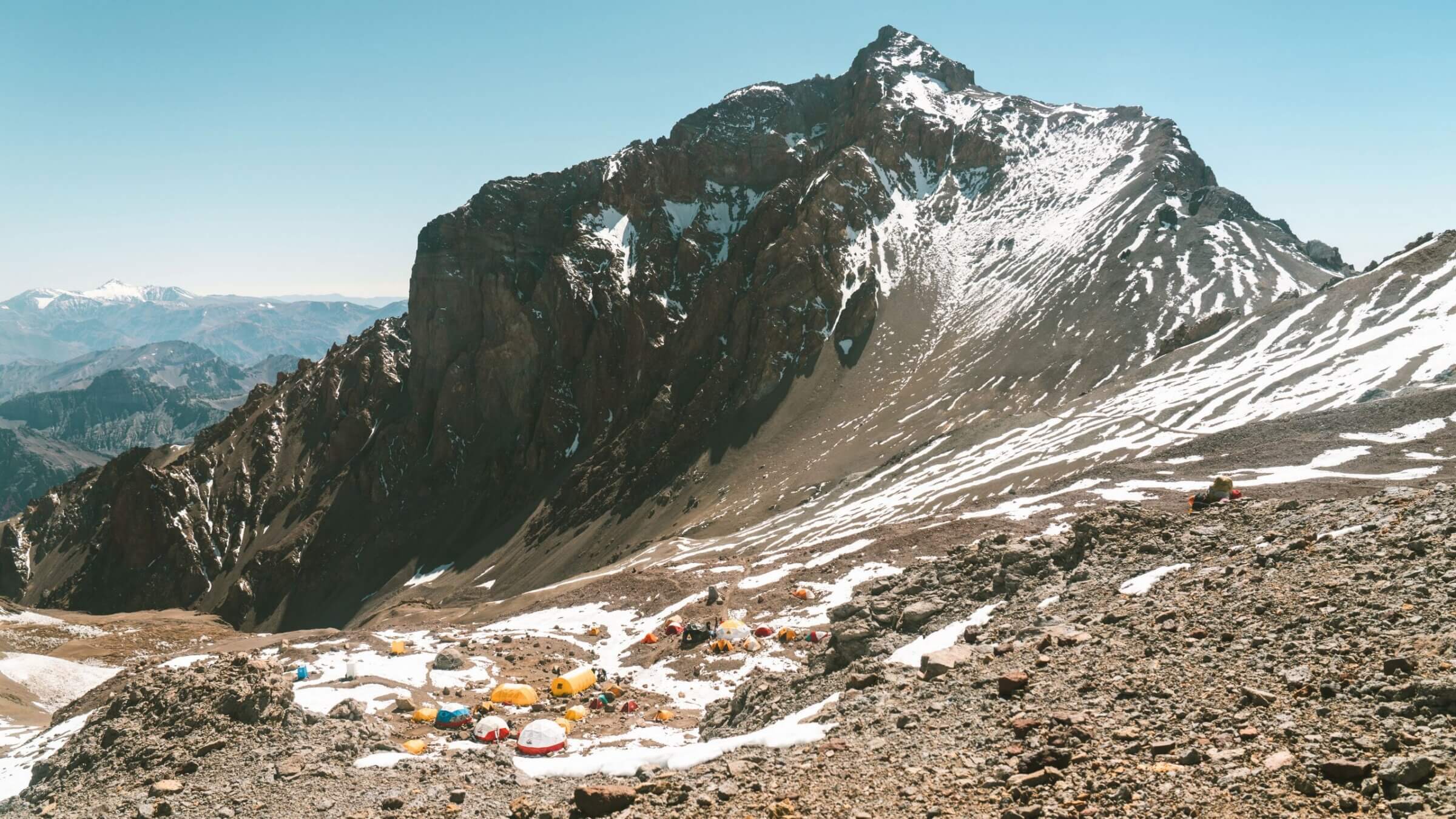 A camp at the base of Aconcagua