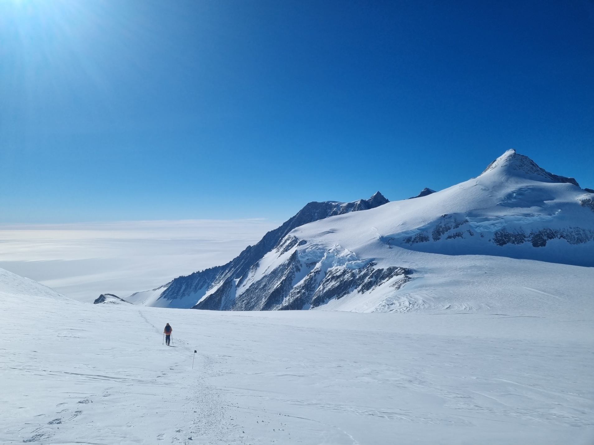 A climber ascending Vinson Massif