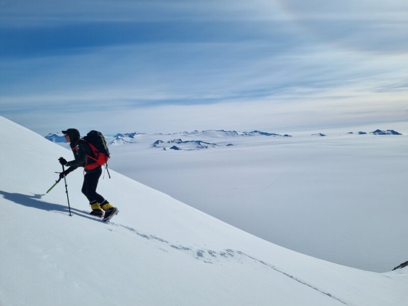A climber ascending Vinson Massif.