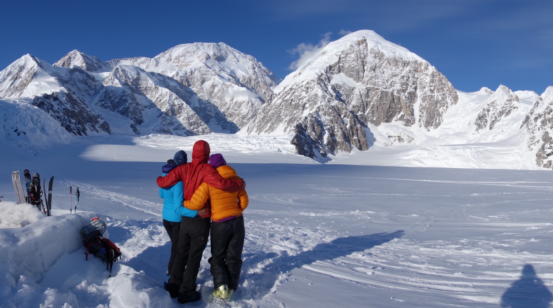 Clients posing for a picture during a guided Denali Expedition