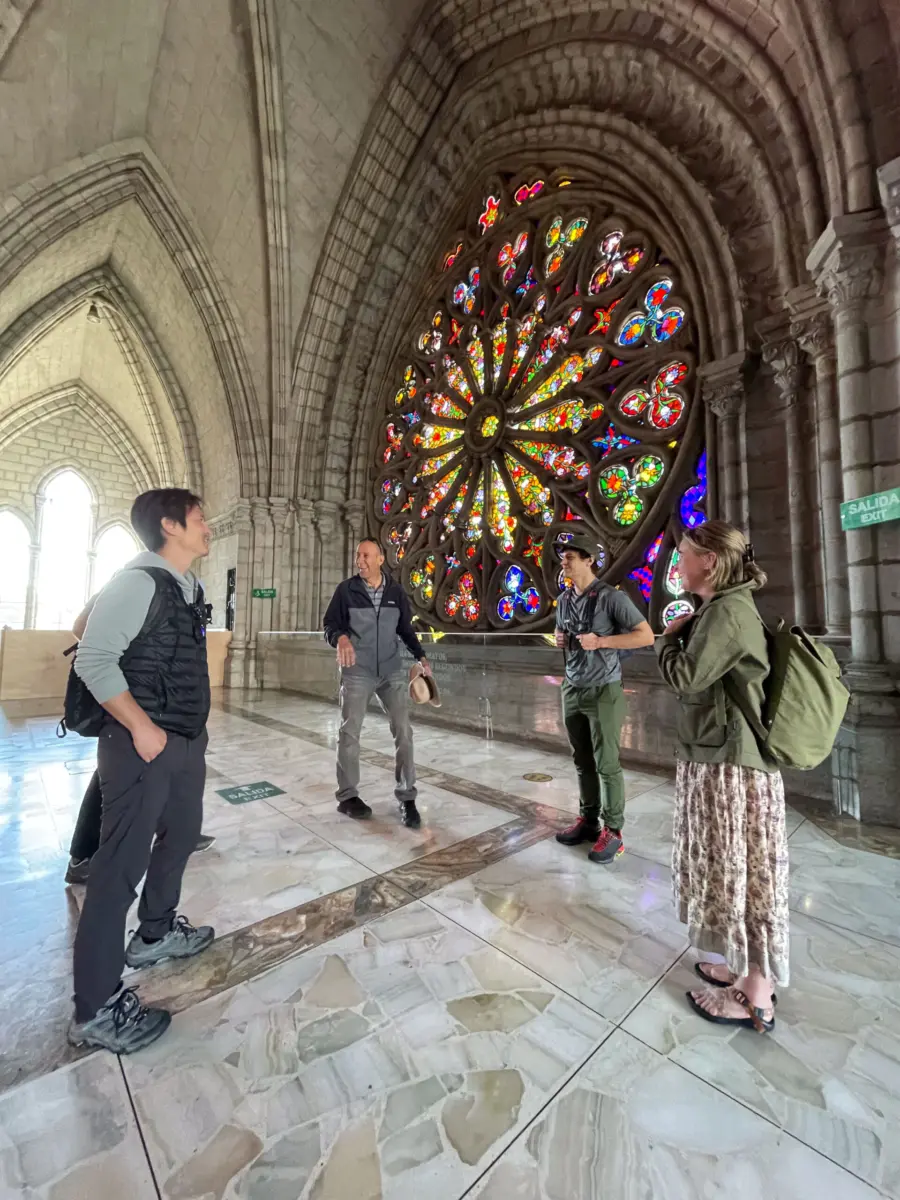 Intro to high-altitude mountaineering course in Ecuador enjoying the cathedrals in Quito Ecuador.