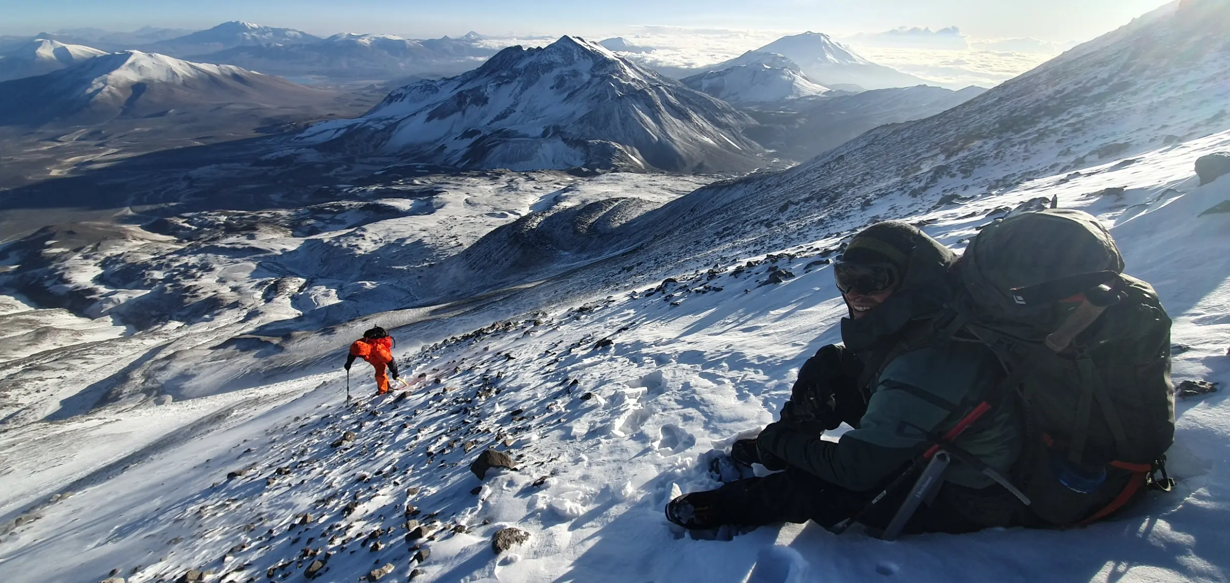 Climb the world's highest volcano, Ojos Del Salado, in just 9 days! Enjoy intimate knowledge of the Andes Mountains, while being led by an Alpenglow Expeditions mountain guide who will give climbers an interactive and authentic experience with Andean culture.