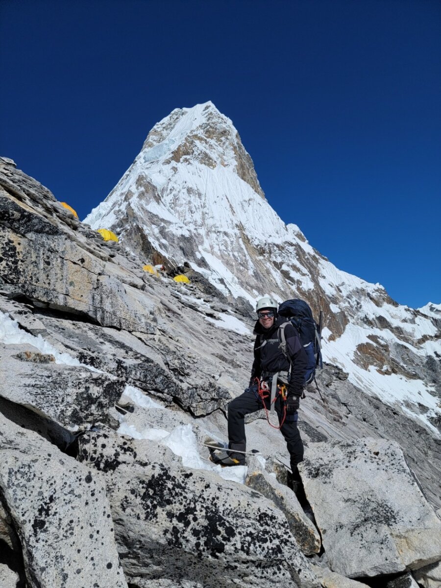 Ama Dablam Expedition client on an acclimatization hike