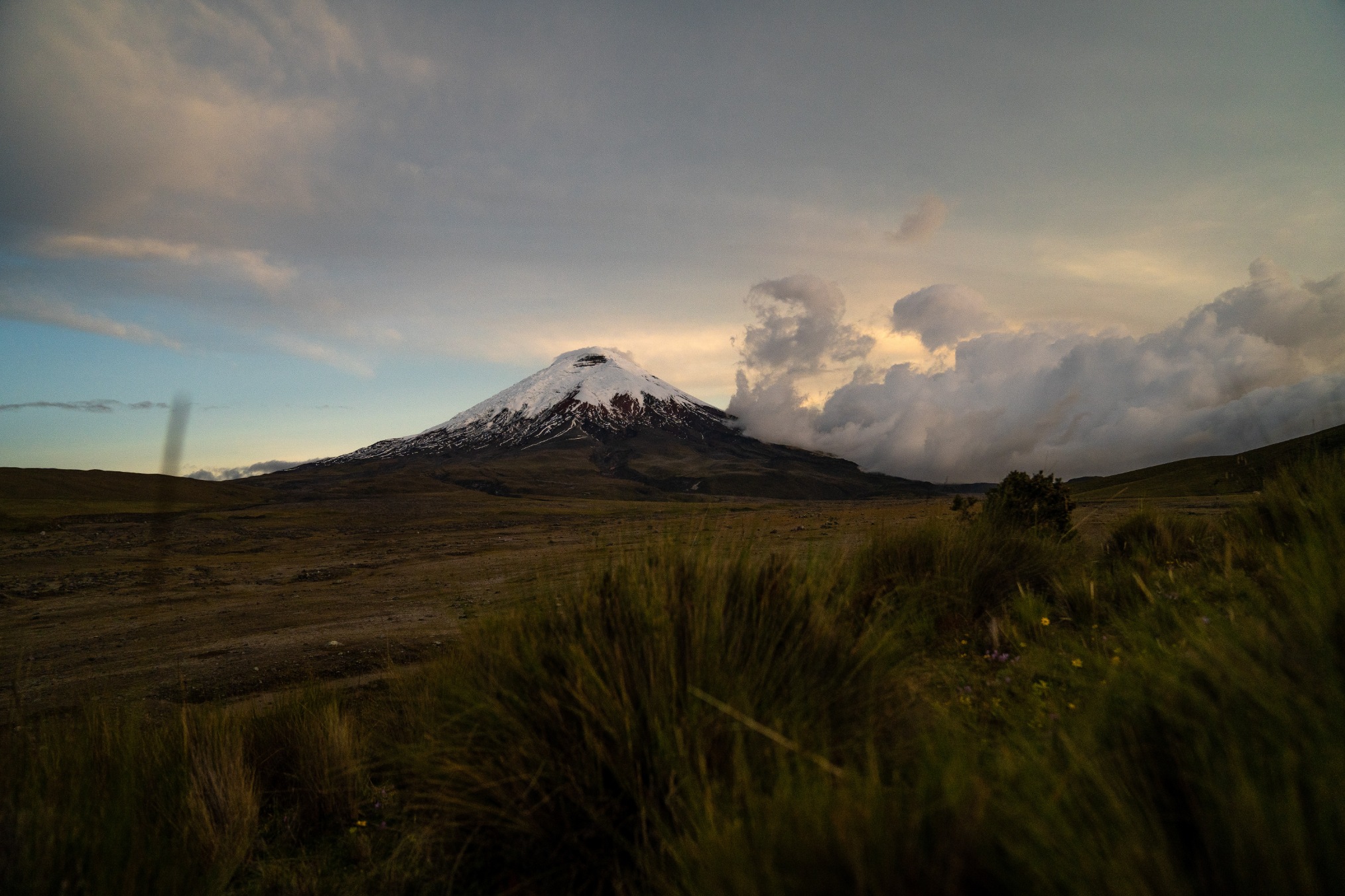 Cotopaxi at sunset during a guided expedition with Alpenglow Expeditions.