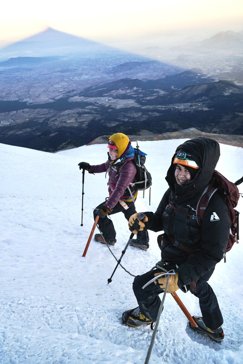 Two clients descending during a guided Volcanoes of Mexico Expedition