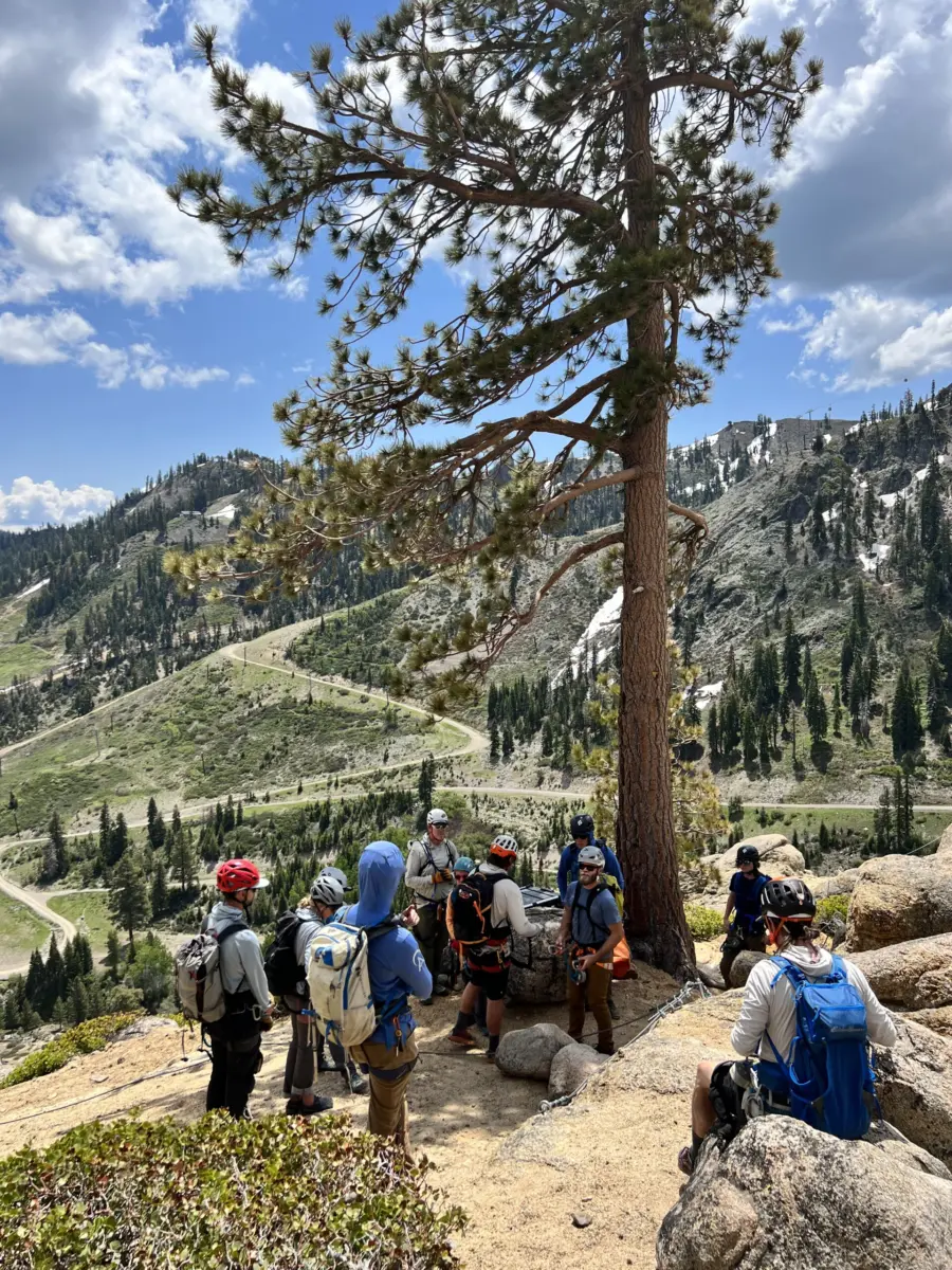 Alpenglow Expeditions guide training on the Tahoe Via Ferrata