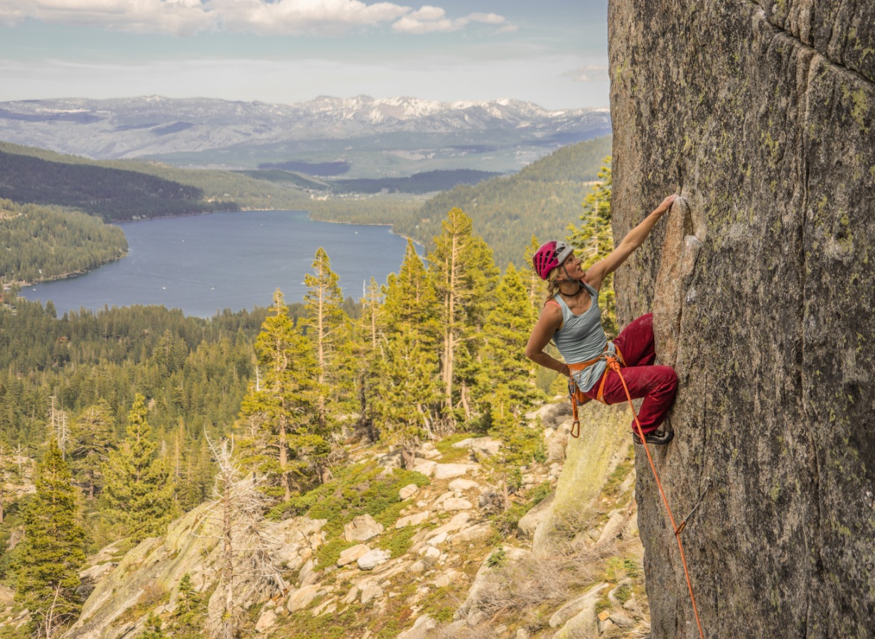 guided multi-pitch rock climbing at Lovers Leap in Lake Tahoe with professional mountain guides