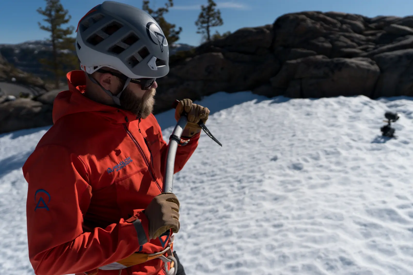 Intro to Mountaineering or glacier travel and crevasse rescue course near Lake Tahoe in the Sierra Nevada mountains with Alpenglow Expeditions' professional mountain guides.