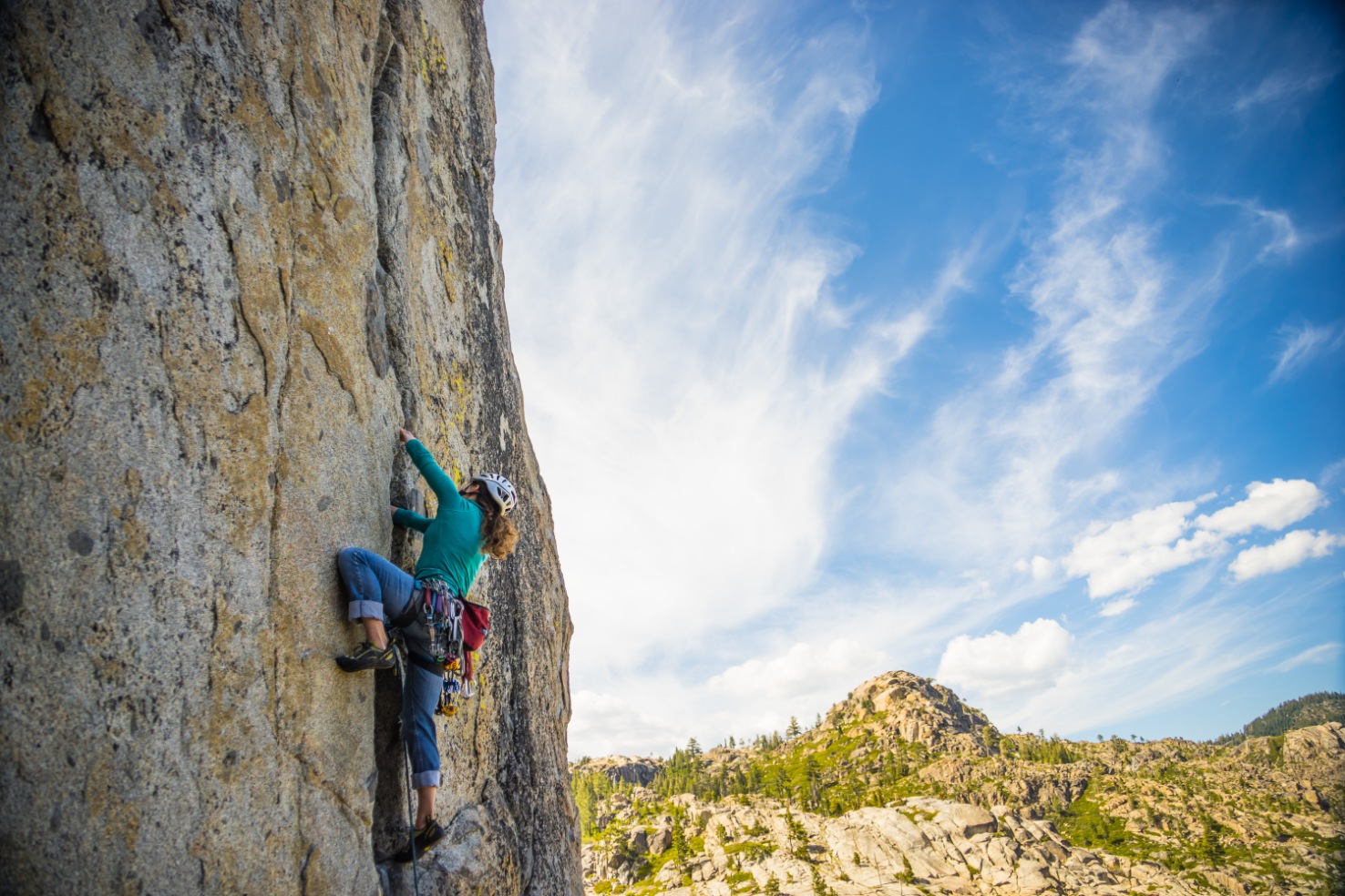 guided multi-pitch rock climbing at Lovers Leap in Lake Tahoe with professional mountain guides