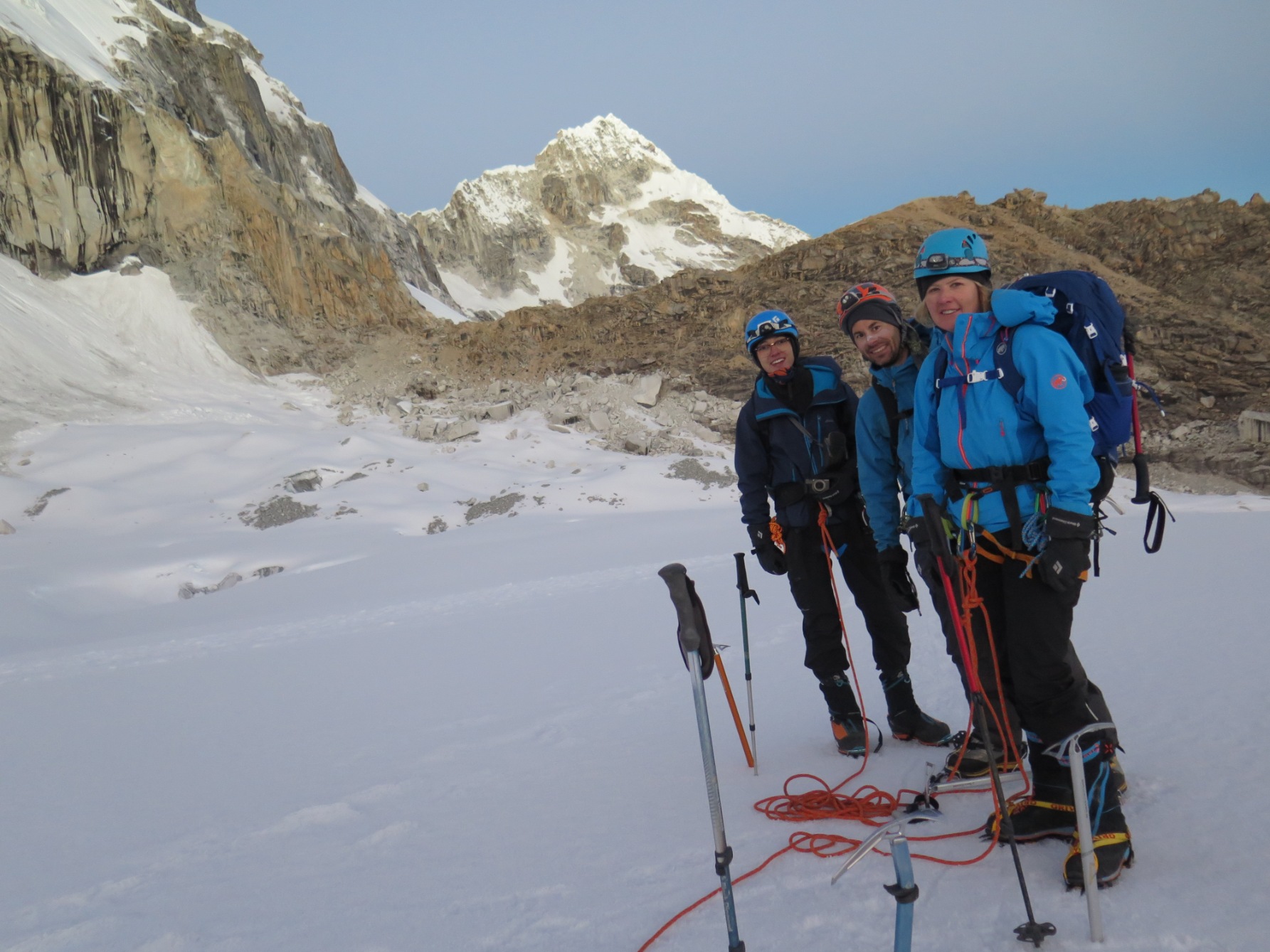 "Join Peru Climbing School by Alpenglow Expeditions to develop high-altitude mountaineering skills in one of the most stunning mountain ranges on the planet. Small team size and a low ratio of climbers to guides (3:1) make it a perfect learning environment to hone in on skills and set yourself up for success on bigger mountains around the world."
