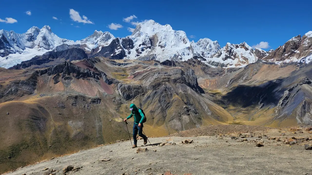 A group of hikers on a guided Cordillera Huayhuash Trek