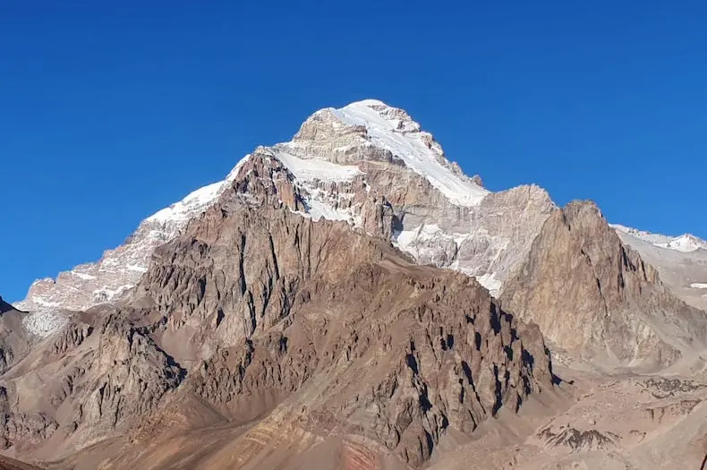 A view of the summit of Aconcagua, the tallest peak in South America.