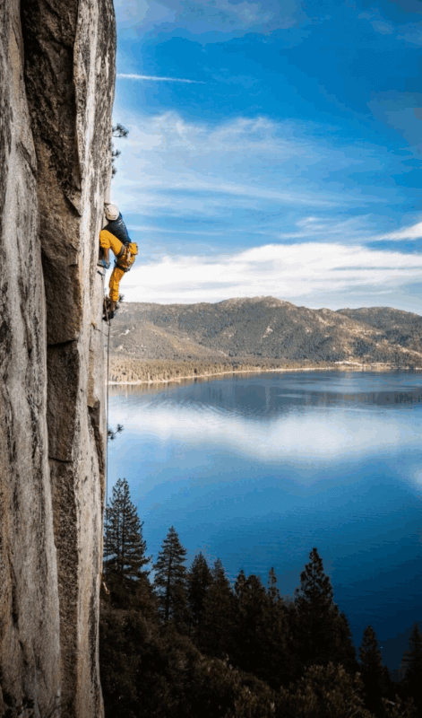 Climbing overlooking Donner Lake