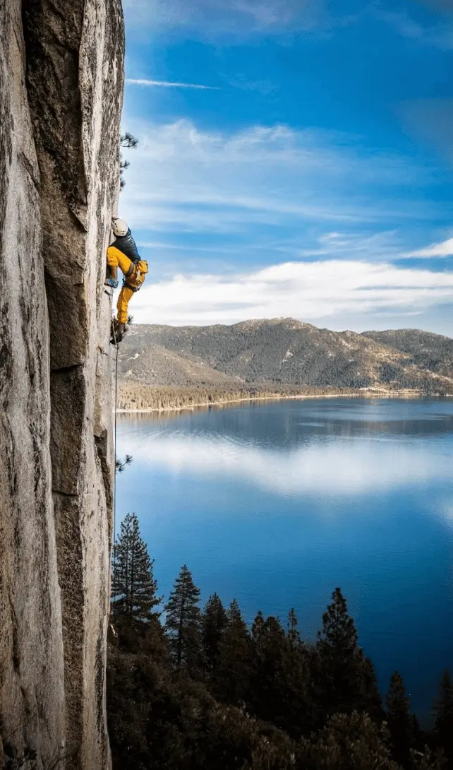 Climbing overlooking Donner Lake