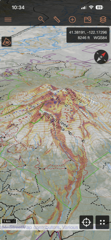 Mount Shasta using CalTopo